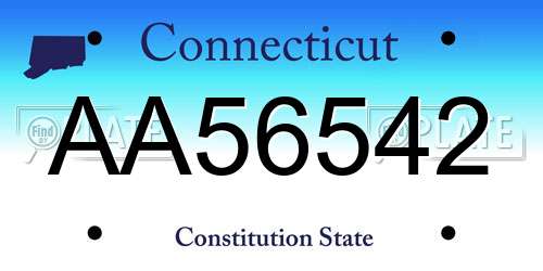 AA56542 Connecticut License Plate