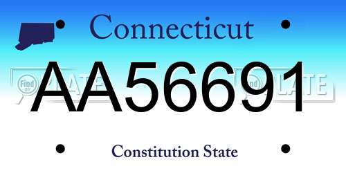 AA56691 Connecticut License Plate