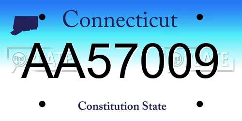 AA57009 Connecticut License Plate