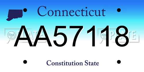 AA57118 Connecticut License Plate