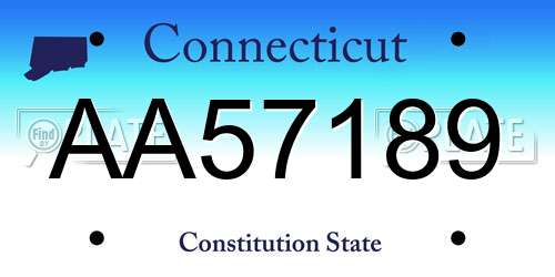 AA57189 Connecticut License Plate