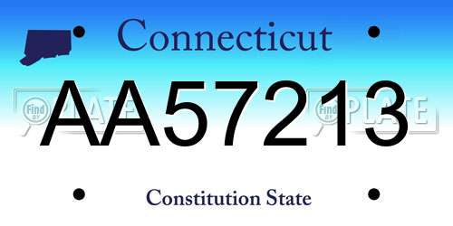 AA57213 Connecticut License Plate