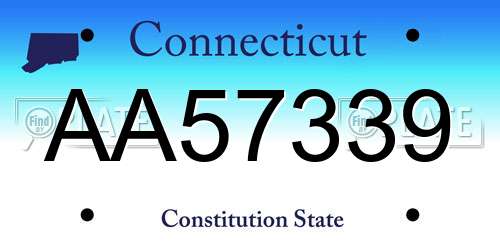 AA57339 Connecticut License Plate