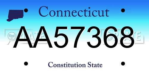 AA57368 Connecticut License Plate