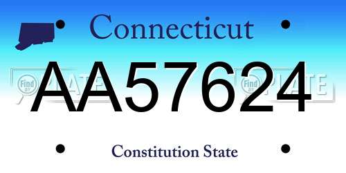 AA57624 Connecticut License Plate