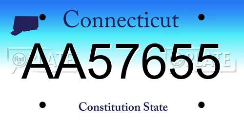 AA57655 Connecticut License Plate