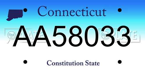 AA58033 Connecticut License Plate