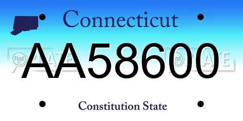 AA58600 Connecticut License Plate