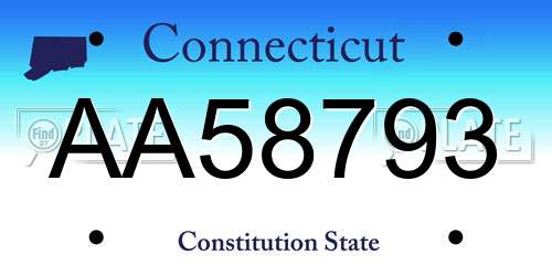 AA58793 Connecticut License Plate