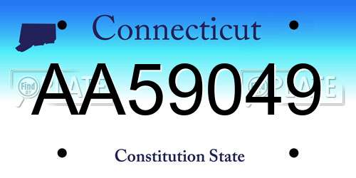 AA59049 Connecticut License Plate