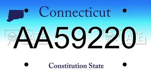 AA59220 Connecticut License Plate