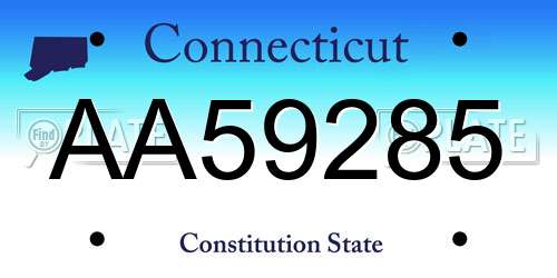 AA59285 Connecticut License Plate
