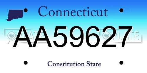 AA59627 Connecticut License Plate