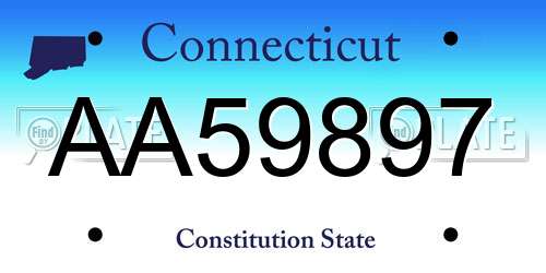 AA59897 Connecticut License Plate