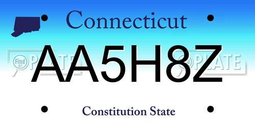 AA5H8Z Connecticut License Plate