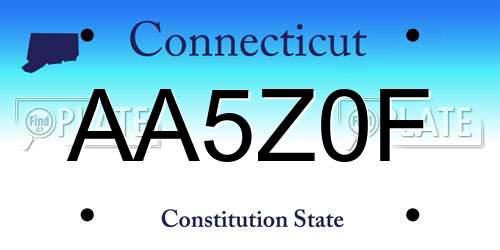 AA5Z0F Connecticut License Plate