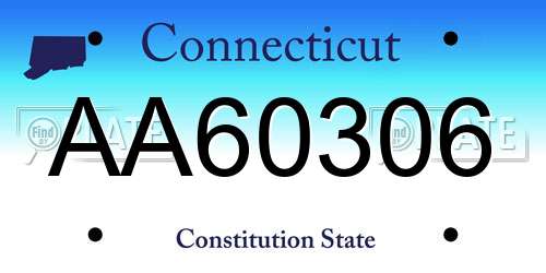 AA60306 Connecticut License Plate