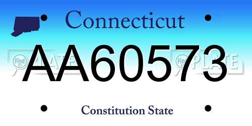 AA60573 Connecticut License Plate