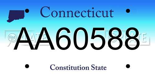 AA60588 Connecticut License Plate