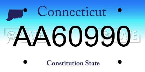 AA60990 Connecticut License Plate