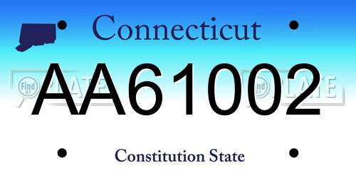 AA61002 Connecticut License Plate