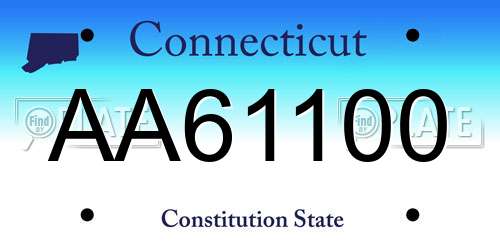 AA61100 Connecticut License Plate