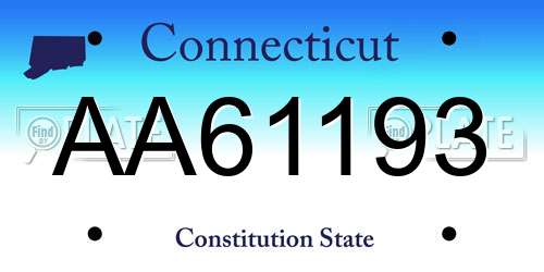 AA61193 Connecticut License Plate