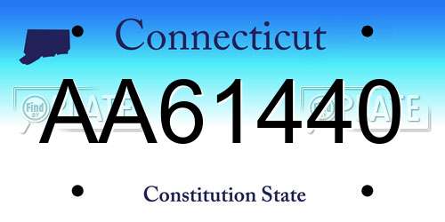 AA61440 Connecticut License Plate