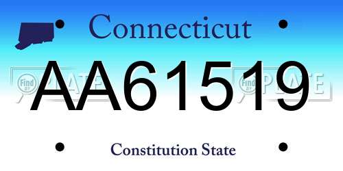 AA61519 Connecticut License Plate