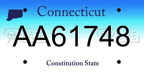 AA61748 Connecticut License Plate