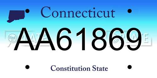 AA61869 Connecticut License Plate