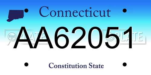 AA62051 Connecticut License Plate