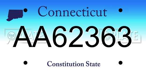AA62363 Connecticut License Plate