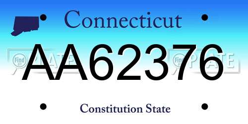 AA62376 Connecticut License Plate