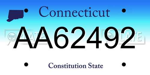 AA62492 Connecticut License Plate