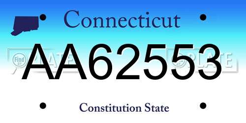 AA62553 Connecticut License Plate