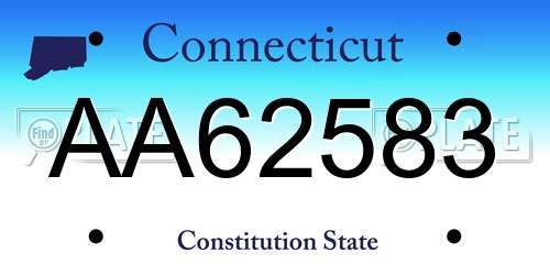 AA62583 Connecticut License Plate