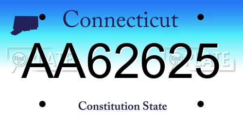 AA62625 Connecticut License Plate