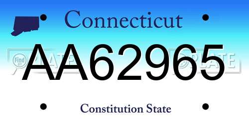 AA62965 Connecticut License Plate