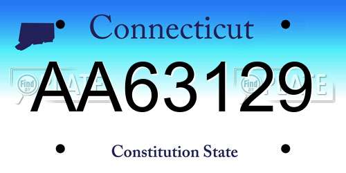 AA63129 Connecticut License Plate