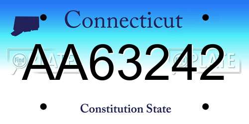 AA63242 Connecticut License Plate