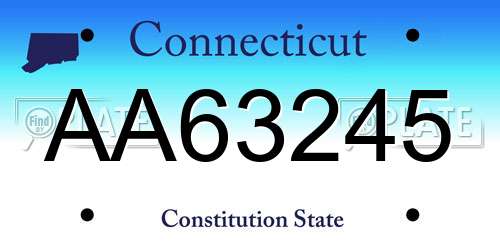 AA63245 Connecticut License Plate