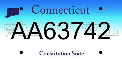 AA63742 Connecticut License Plate