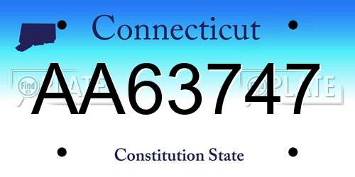 AA63747 Connecticut License Plate