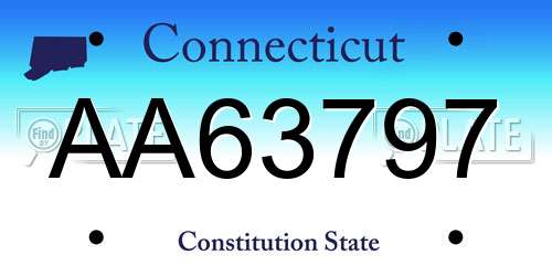AA63797 Connecticut License Plate