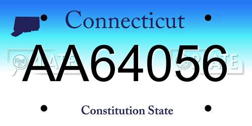 AA64056 Connecticut License Plate