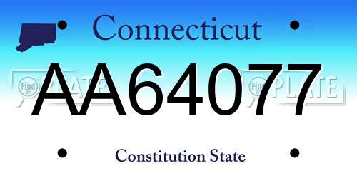 AA64077 Connecticut License Plate