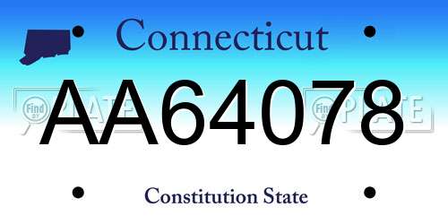 AA64078 Connecticut License Plate