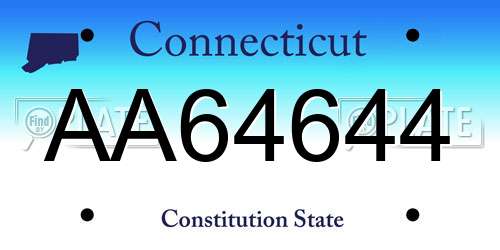 AA64644 Connecticut License Plate