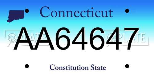 AA64647 Connecticut License Plate